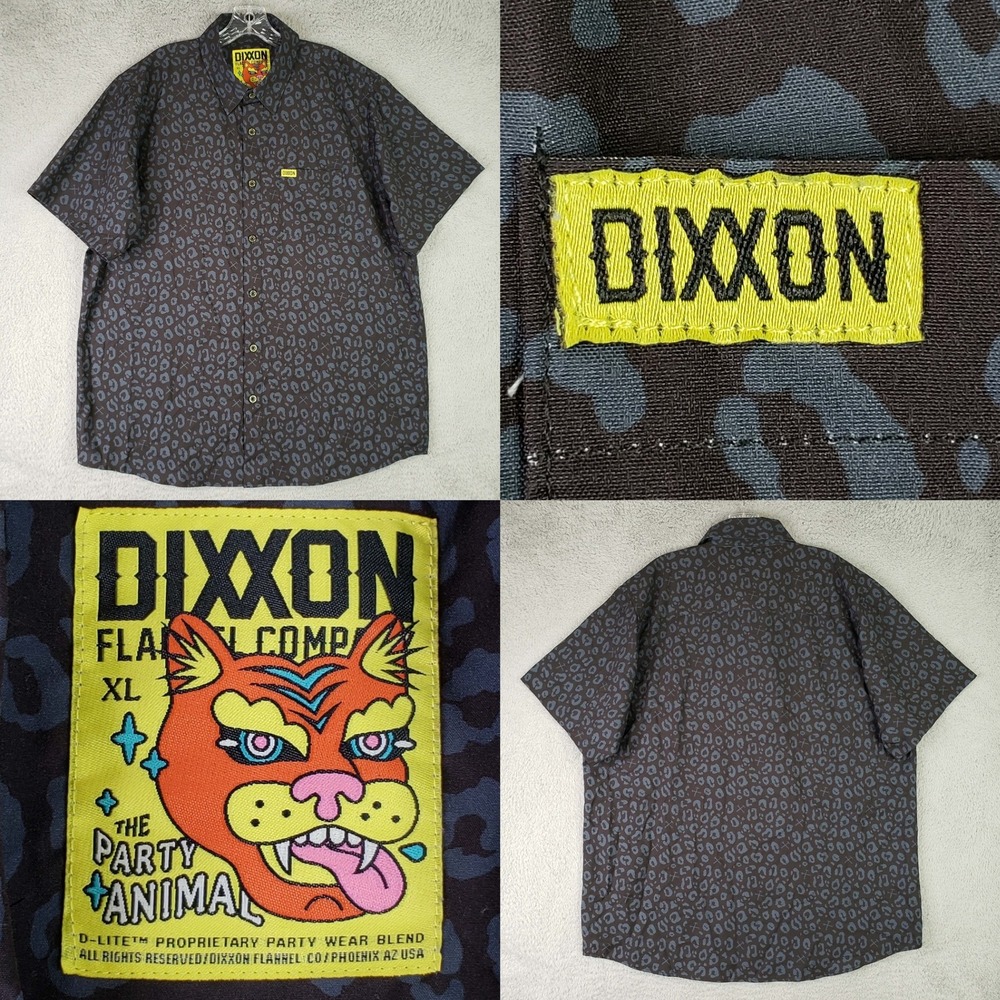 Dixxon Flannel Co The Party Animal Shirt Mens XL Grey Leopard SS Handyman